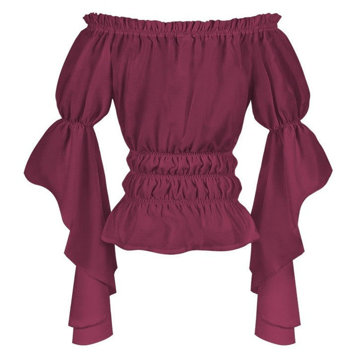 Women's Retro Vintage Medieval  Off-The-Shoulder Pirate Ruffle Halloween Blouse / Shirt
