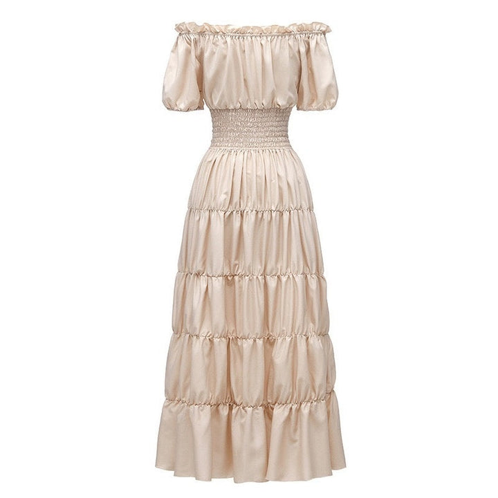 A-Line/Princess Off-the-Shoulder Short Sleeves Floor-Length Medieval Renaissance Cocktail Dress