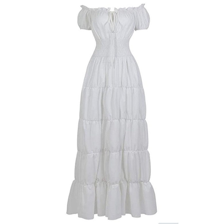 A-Line/Princess Off-the-Shoulder Short Sleeves Floor-Length Medieval Renaissance Cocktail Dress