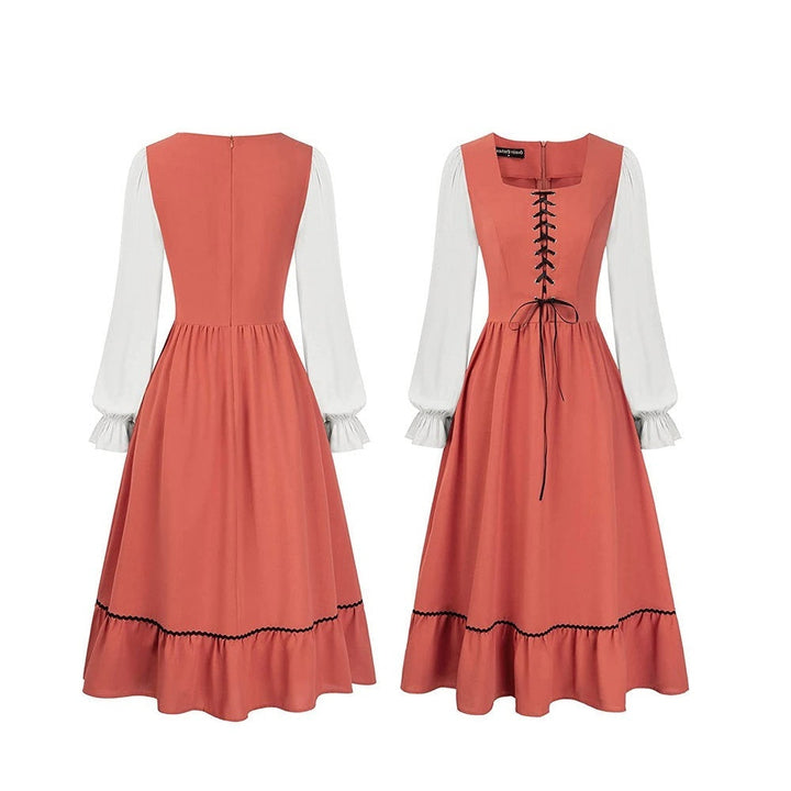 A-Line/Princess Square Neck Long Sleeves Knee-Length Retro Vintage Medieval Renaissance Pirate Masquerade Casual Dress