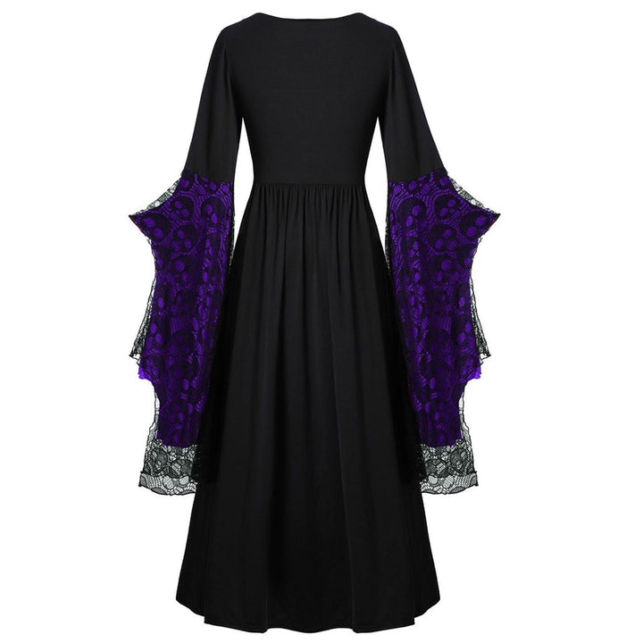 A-Line/Princess Square Neck Long Sleeves Floor-Length Retro Vintage Punk & Gothic Medieval Halloween Dress