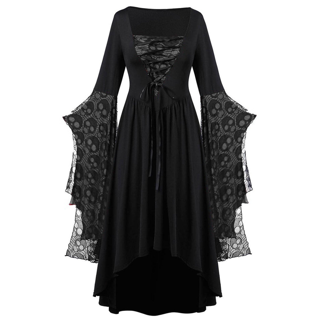 A-Line/Princess Square Neck Long Sleeves Floor-Length Retro Vintage Punk & Gothic Medieval Halloween Dress