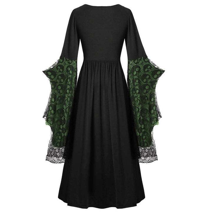 A-Line/Princess Square Neck Long Sleeves Floor-Length Retro Vintage Punk & Gothic Medieval Halloween Dress
