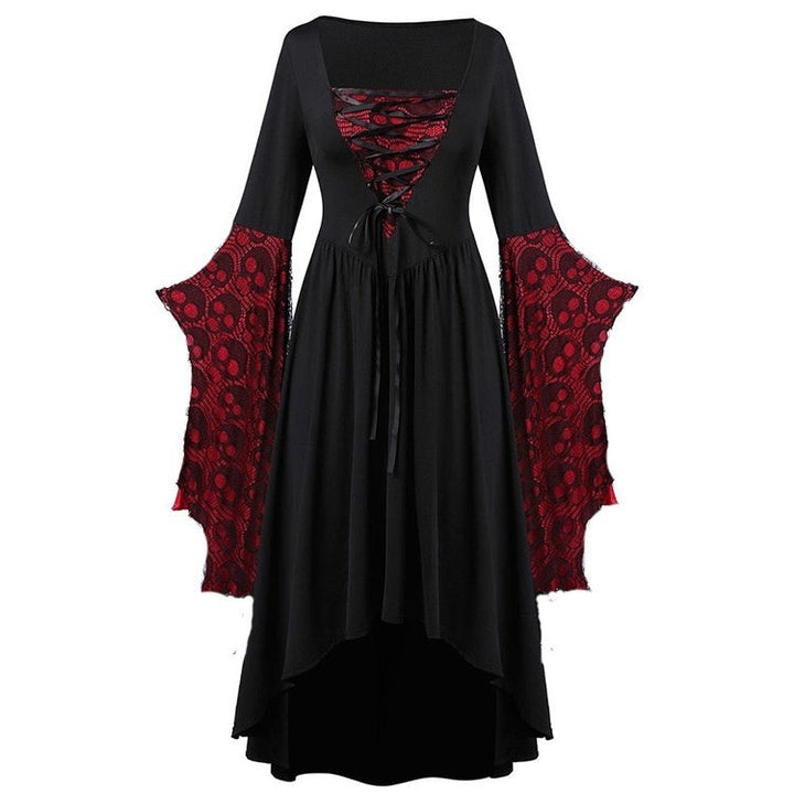 A-Line/Princess Square Neck Long Sleeves Floor-Length Retro Vintage Punk & Gothic Medieval Halloween Dress