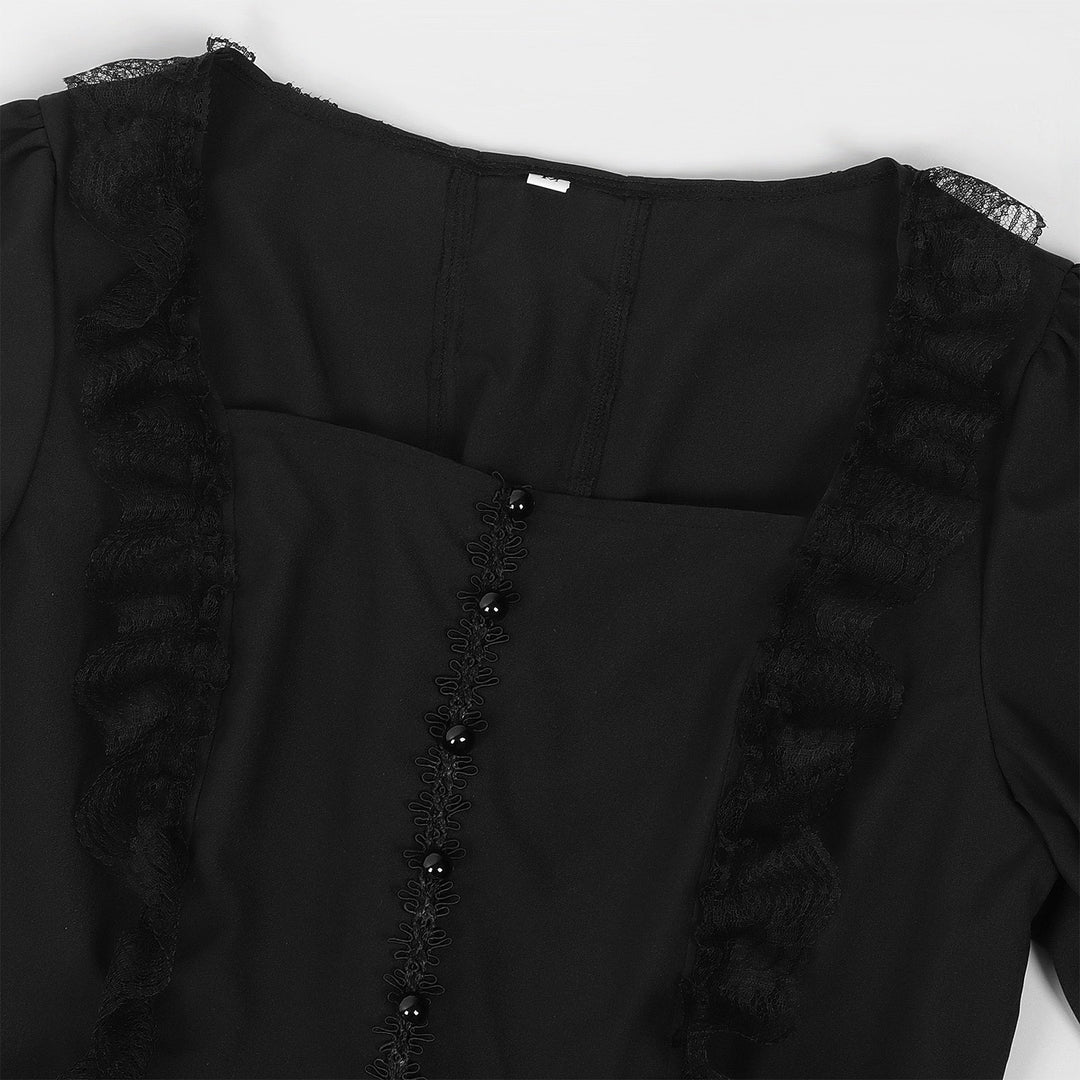 A-Line/Princess Square Neck Long Sleeves Floor-Length Medieval Renaissance Elven Cocktail Prom Dress