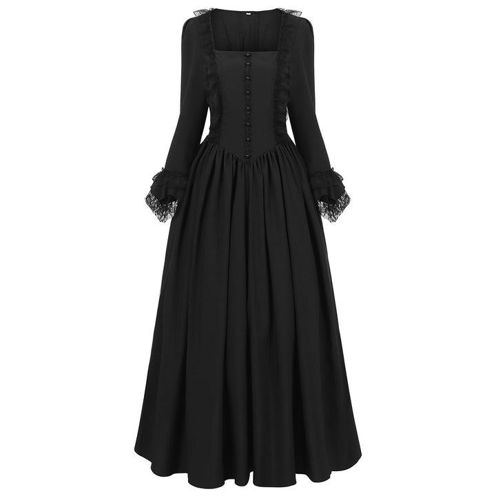 A-Line/Princess Square Neck Long Sleeves Floor-Length Medieval Renaissance Elven Cocktail Prom Dress