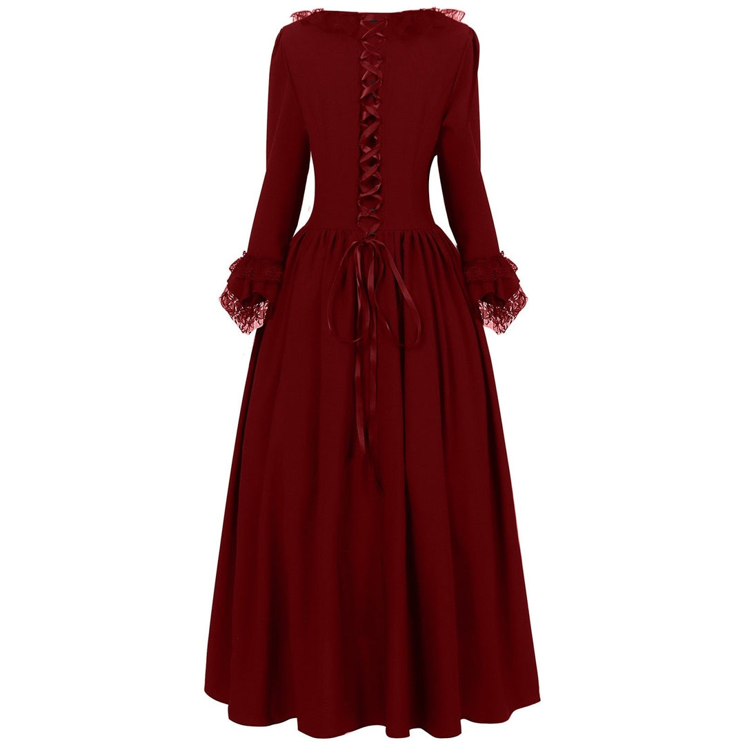 A-Line/Princess Square Neck Long Sleeves Floor-Length Medieval Renaissance Elven Cocktail Prom Dress