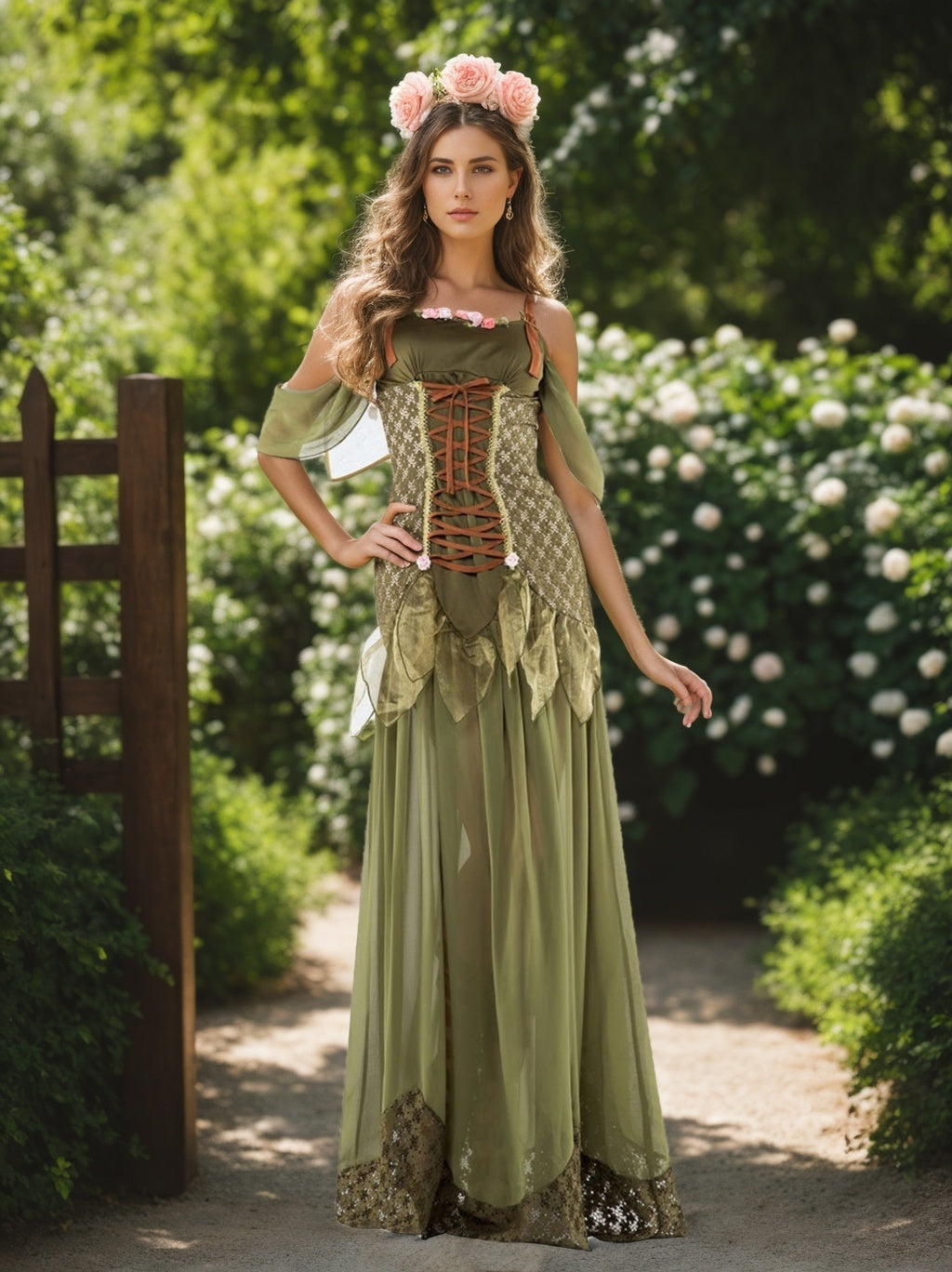 A-Line/Princess Halter Off-the-Shoulder Sleeveless Floor-Length Fairy Carnival Costume Outfits