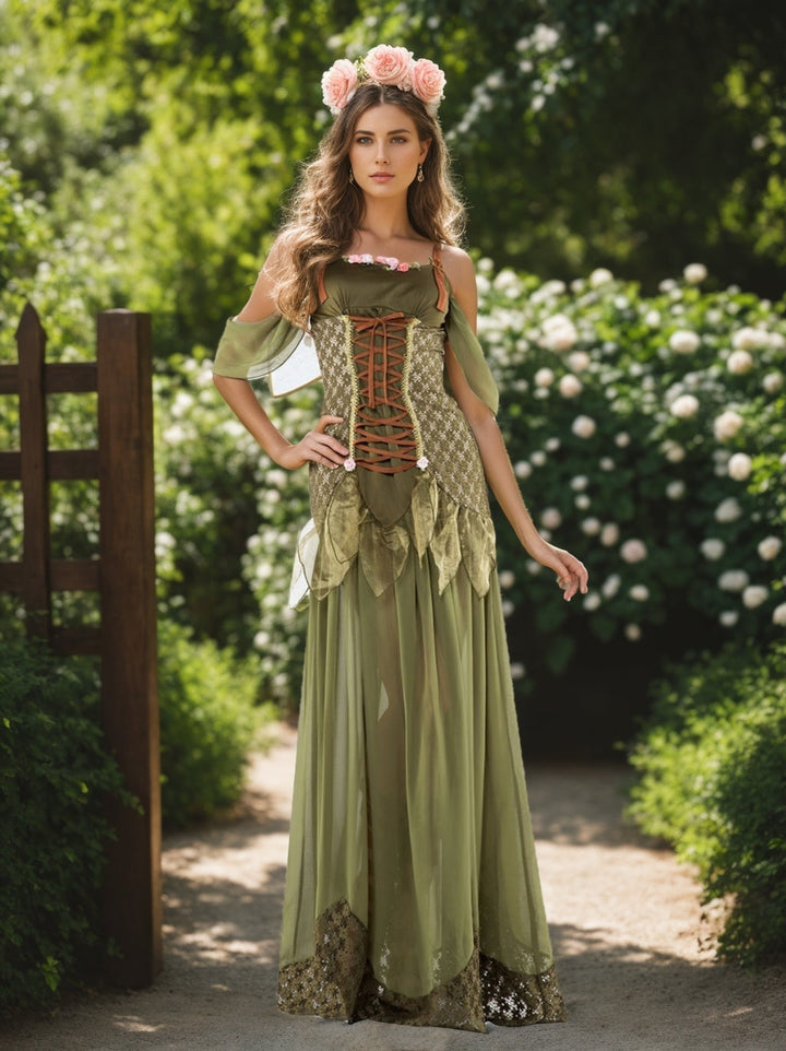 A-Line/Princess Halter Off-the-Shoulder Sleeveless Floor-Length Fairy Carnival Costume Outfits