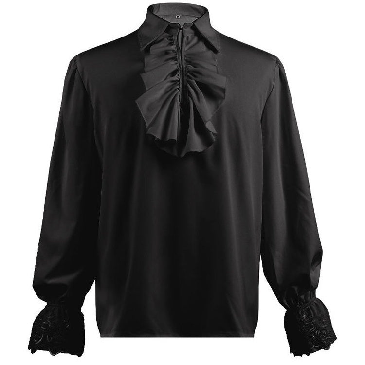 Men's Vampire Renaissance Victorian Steampunk Ruffle Medieval Hallowee ...