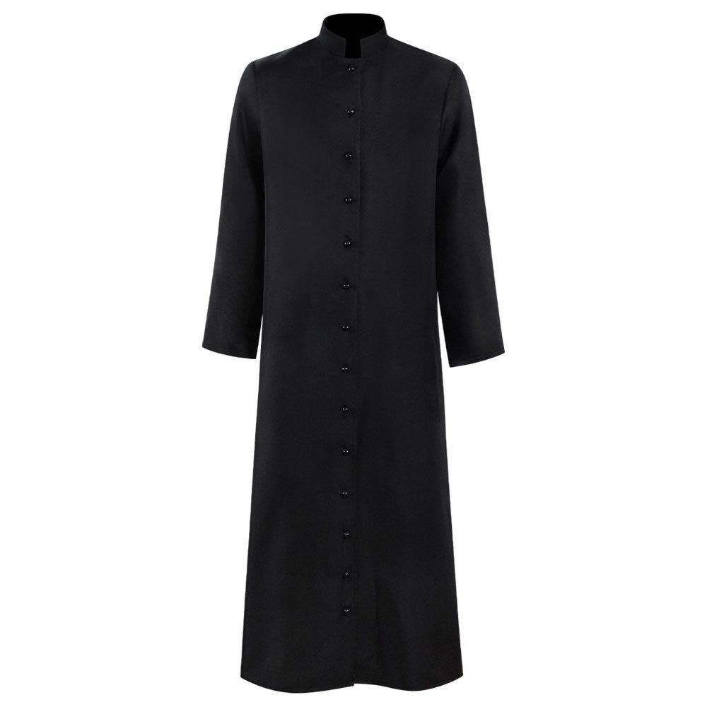 Men's Masquerade Priest Solid Coloured Standing Collar Steampunk Halloween Masquerade Retro Vintage Medieval Cosplay Coat