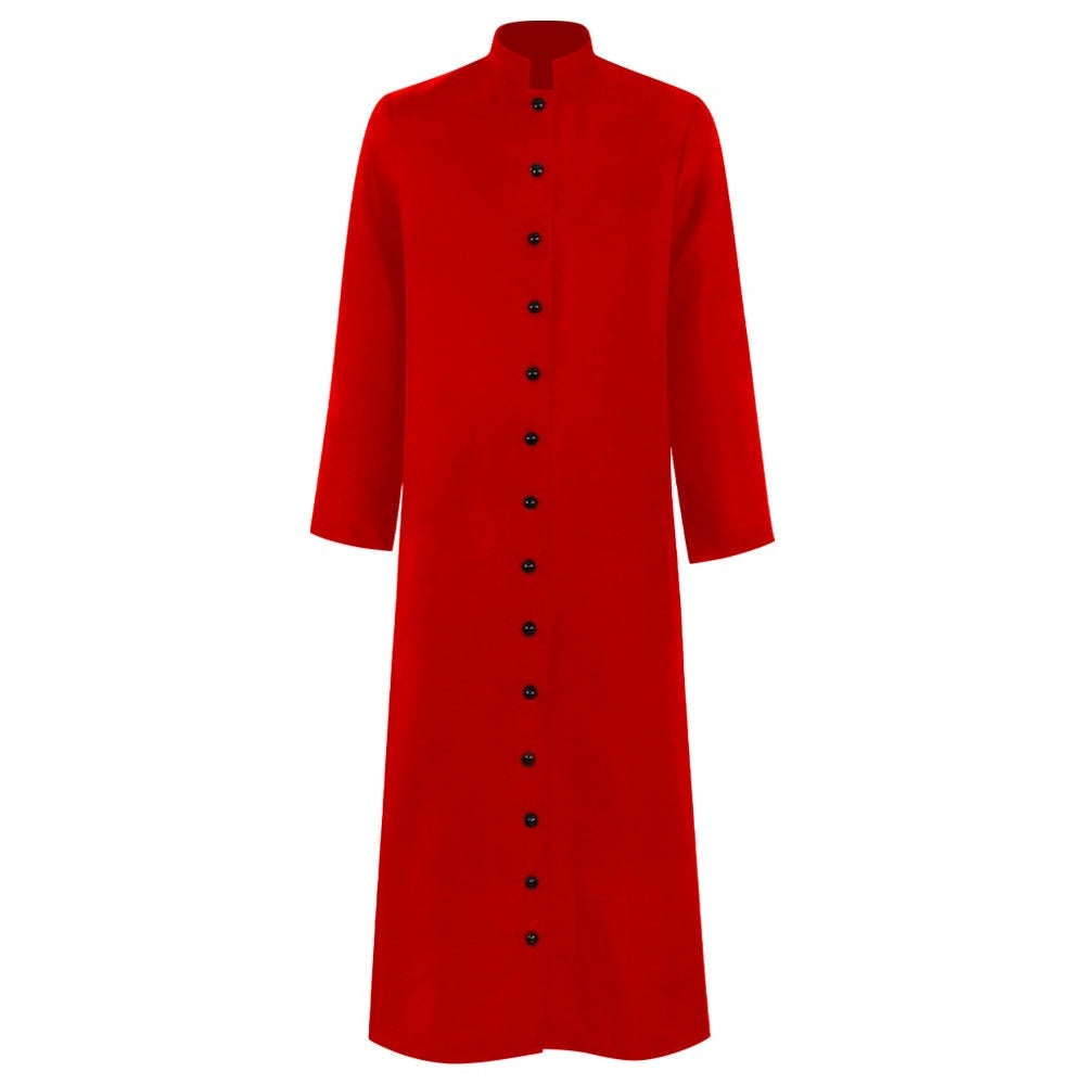 Men's Masquerade Priest Solid Coloured Standing Collar Steampunk Halloween Masquerade Retro Vintage Medieval Cosplay Coat