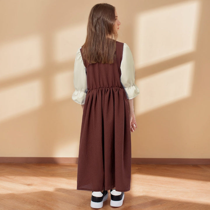 Girl's A-Line/Princess Jewel Neck Short Sleeves Ankle-Length Medieval Court Style Dress