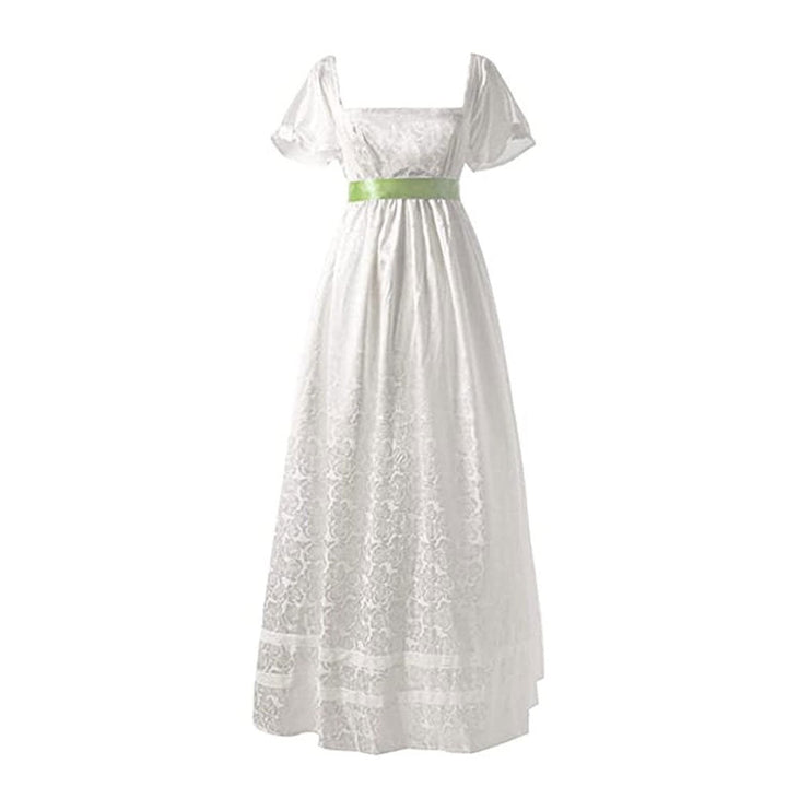 A-Line/Princess V-Neck Short Sleeves Ankle-Length Retro Vintage Medieval Renaissance Dress