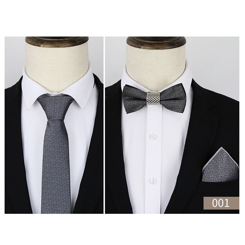 Men's Business Formal Evening Solid colour Tie 3 pieces