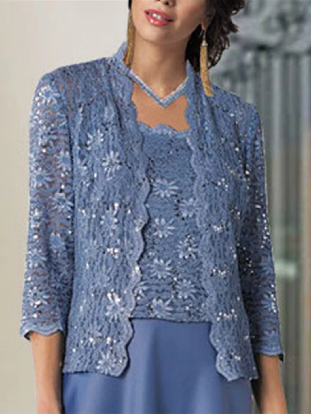 Elegant Sun Protection 3/4 Length Sleeve Lace Fall Wedding Wraps With Pure colour