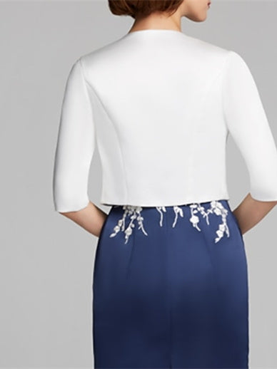 Women‘s Wrap Half Sleeve Coats / Jackets Satin With Pure colour