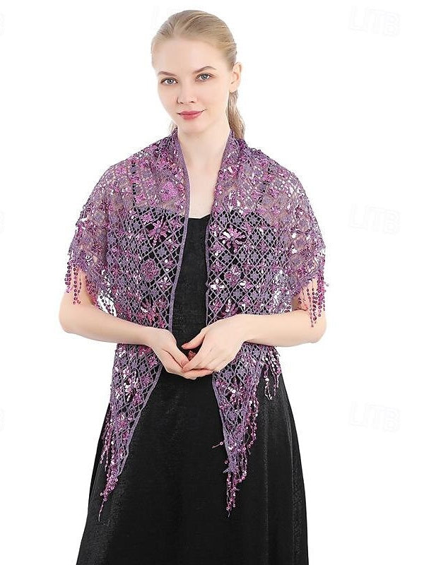 Women's Wedding Bridal Sleeveless Wrap/Shawls With Pure colour,Paillette & Splicing