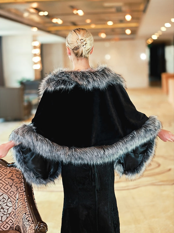 Women's Wrap Elegant Keep Warm Sleeveless Terylene Wedding Wraps With Feathers / Fur For Wedding Fall & Winter