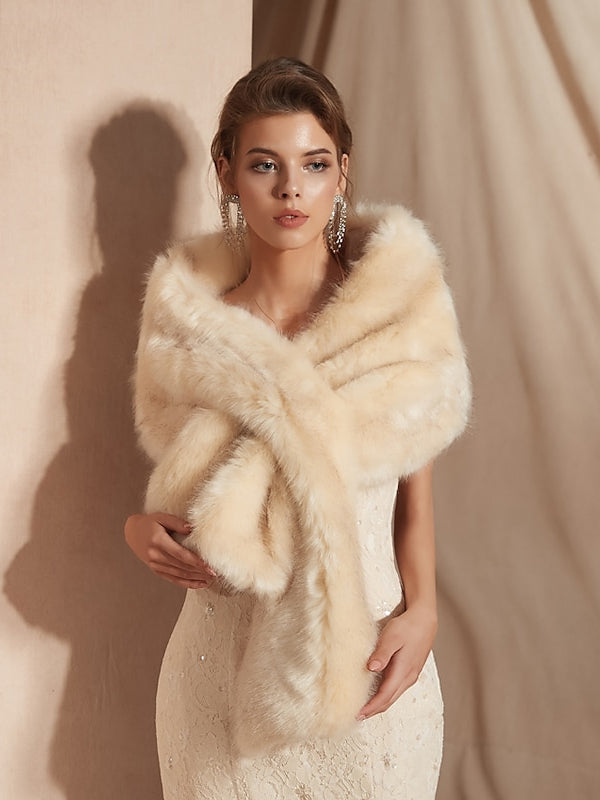 Black Bridal Shawls Winter Faux Fur Wraps Fall Wedding Party Evening Women‘s Wrap With Pure colour