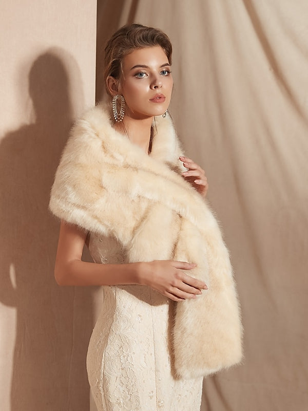 Black Bridal Shawls Winter Faux Fur Wraps Fall Wedding Party Evening Women‘s Wrap With Pure colour