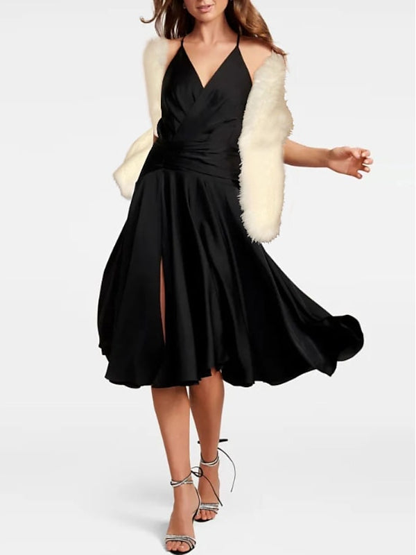 Wihte Faux Fur Wraps Shawls Women‘s Wrap Elegant Sleeveless Wedding Guest Wraps With Pure colour