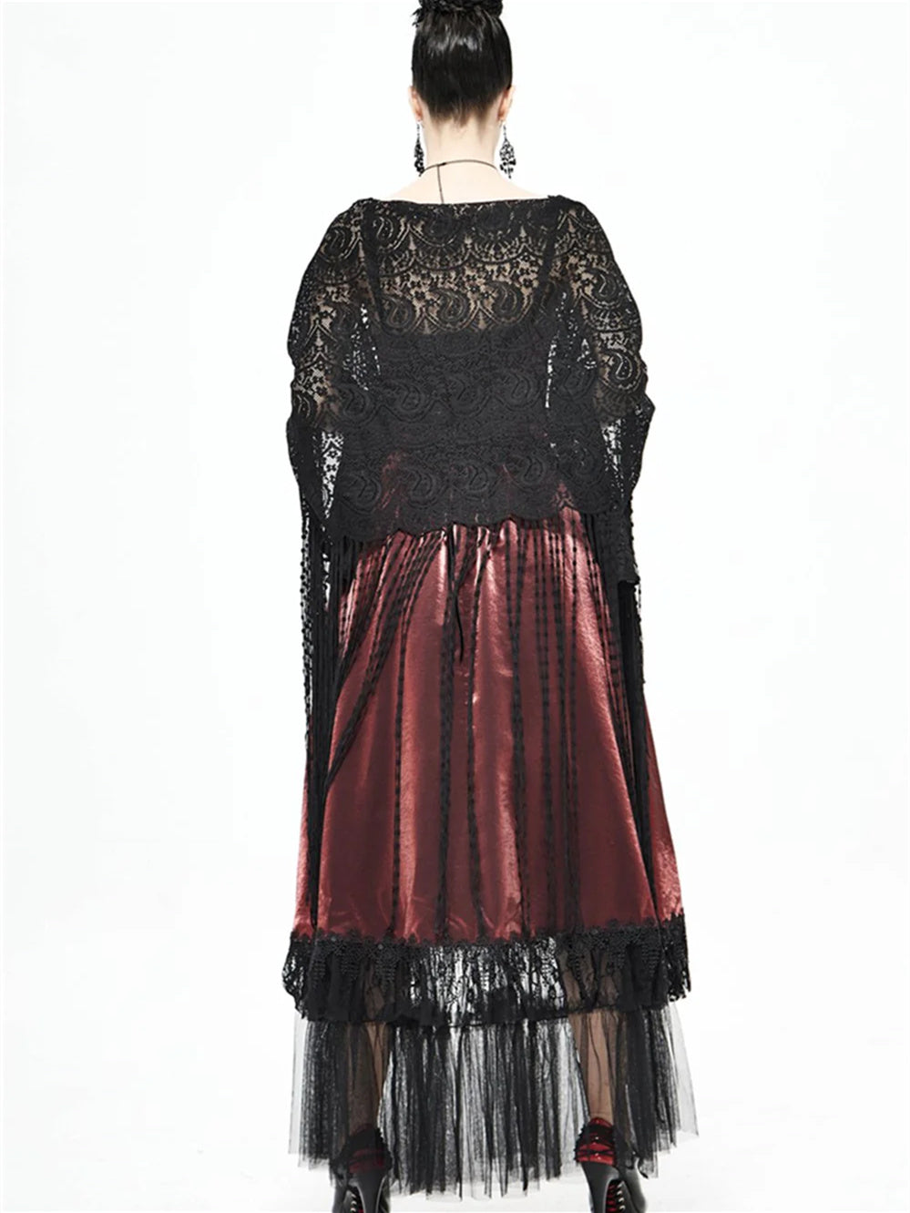 Black Lace Wedding Party Evening Women‘s Wrap With Pure colour