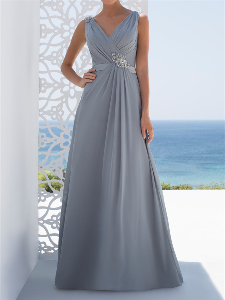 A-Line/Princess V-Neck Floor-Length Mother of the Bride Dresses