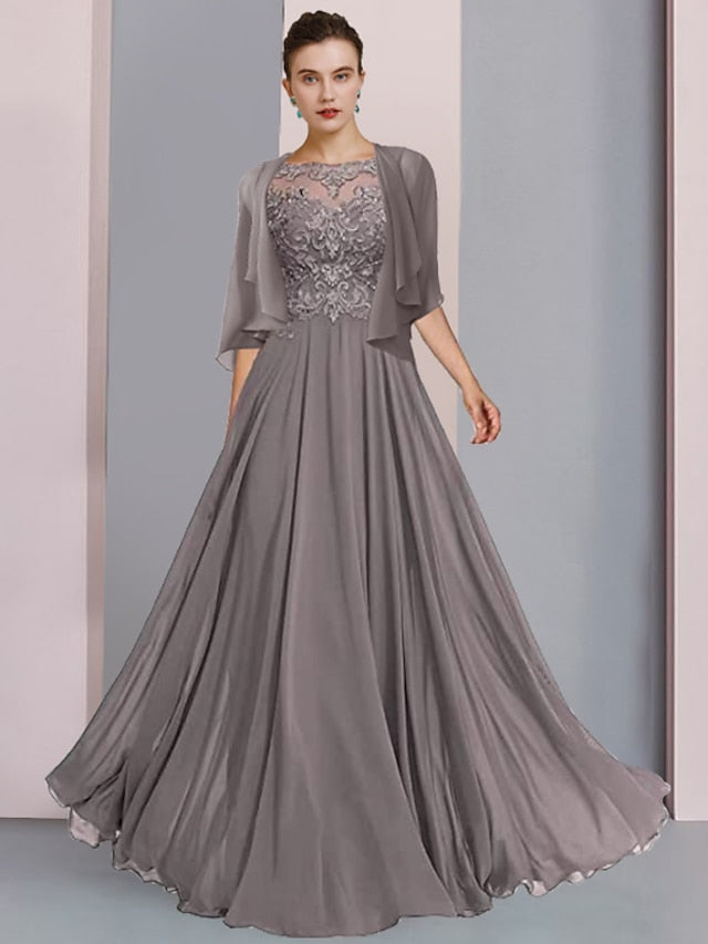 A-Line/Princess Scoop Floor-Length Mother of the Bride Dresses