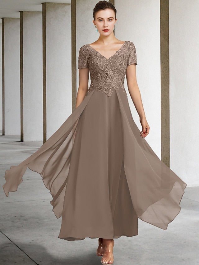 A-Line/Princess V-Neck Ankle-Length Mother of the Bride Dresses