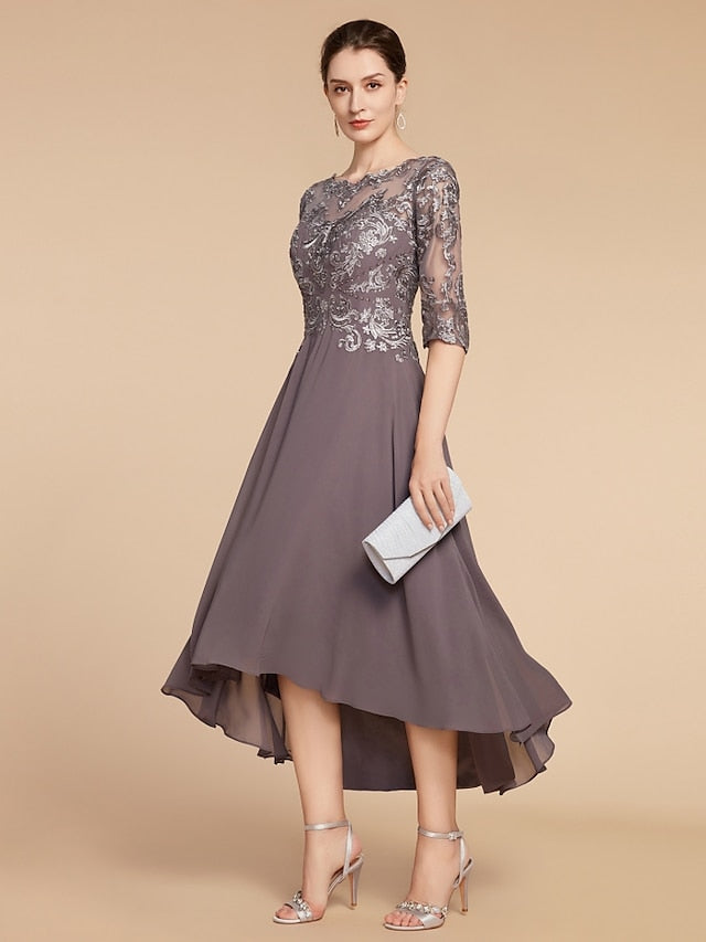 A-Line/Princess Scoop Asymmetrical Mother of the Bride Dresses