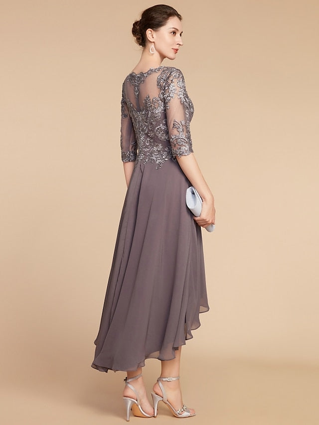 A-Line/Princess Scoop Asymmetrical Mother of the Bride Dresses