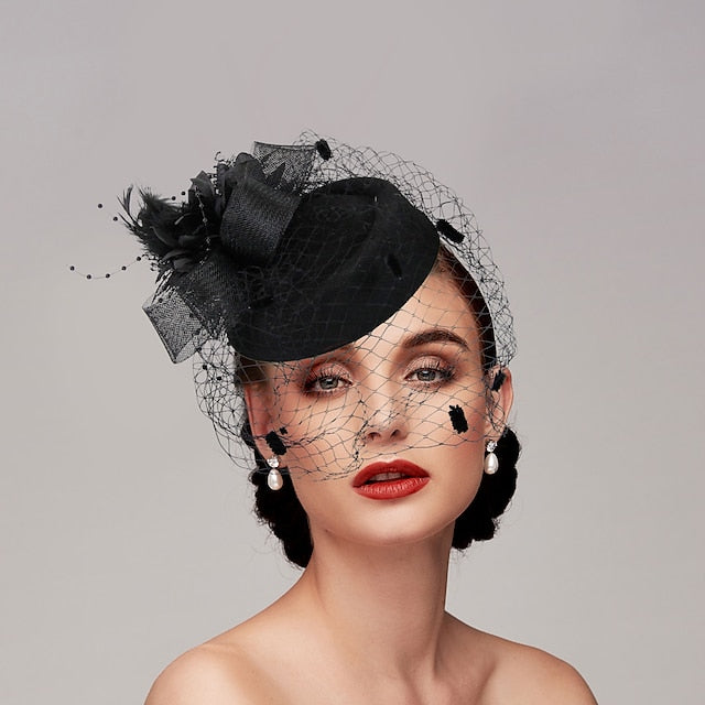 Fascinators Net Funeral Horse Race With Feather Flower Headpiece