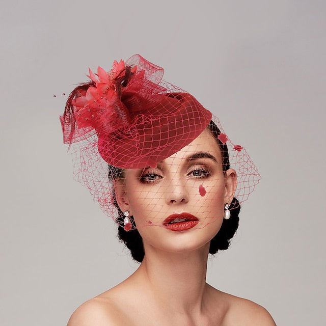 Fascinators Net Funeral Horse Race With Feather Flower Headpiece