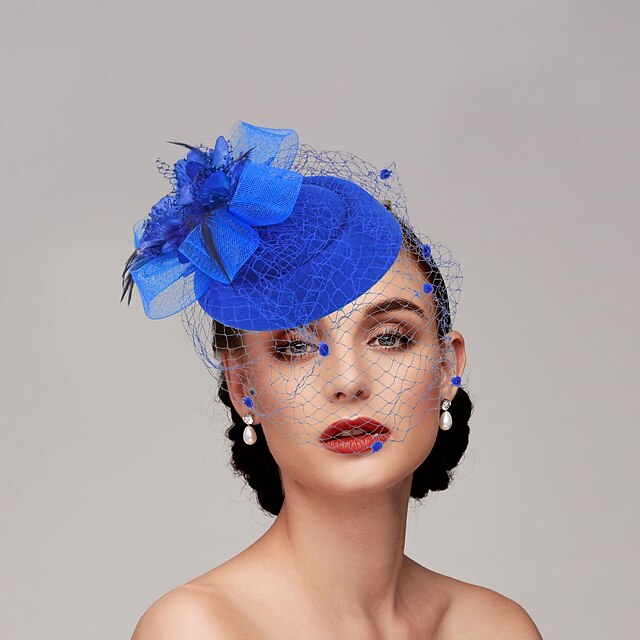 Fascinators Net Funeral Horse Race With Feather Flower Headpiece