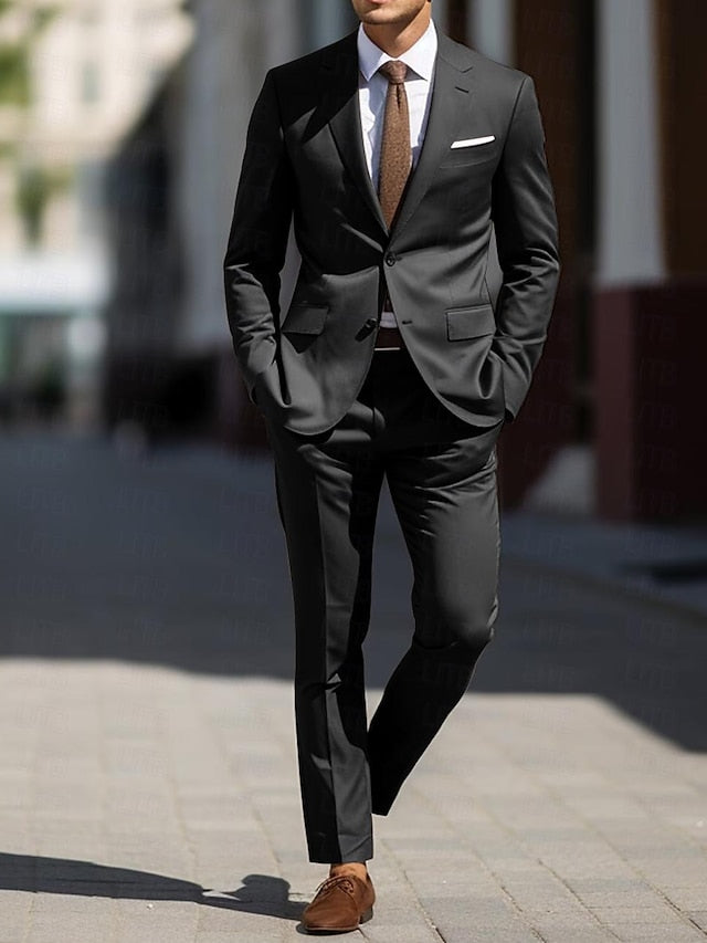 Men's Tailored Fit Single Breasted Two-buttons 2 Pieces Wedding Suits