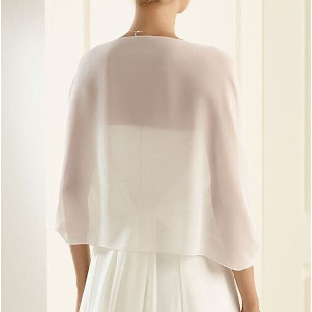 Women's Wrap See Through Elegant Bridal Half Sleeve Wedding Wraps With Pure Color