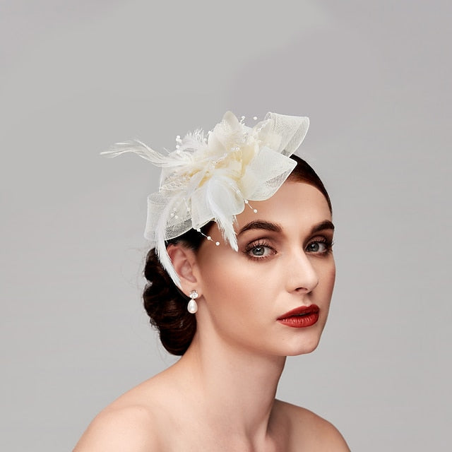 Elegant Feather Net Fascinators Hats with Feathers