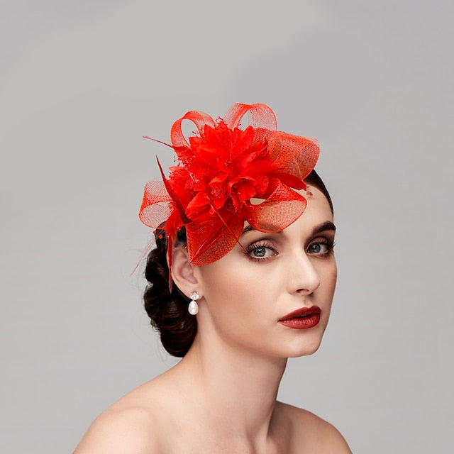 Elegant Feather Net Fascinators Hats with Feathers