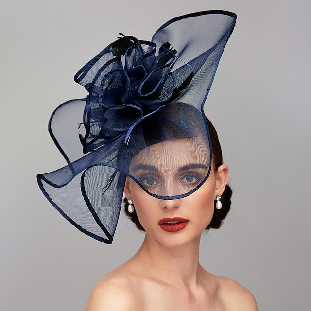 Elegant Feather Hat Fascinators Headpiece with Feather Floral Flower