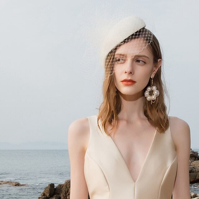 Fascinators Linen Wedding With Flowers Headpiece