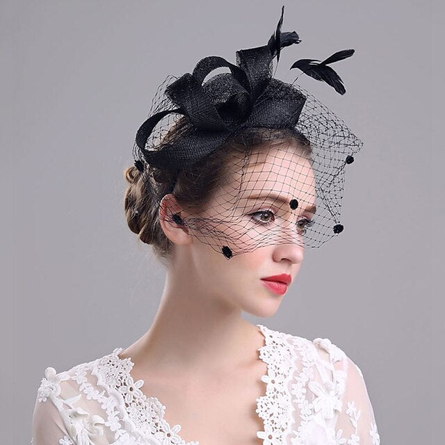 Fascinators Organza Polyester Party Evening Vintage Elegant With Feather Headpiece