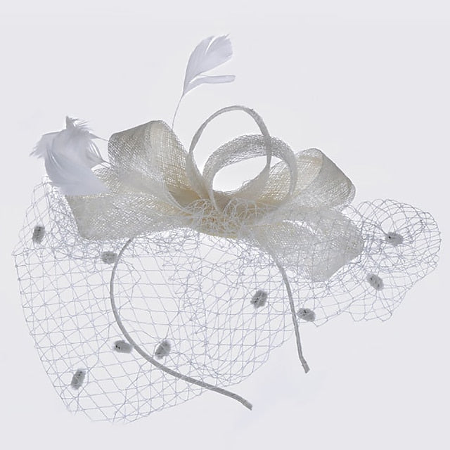 Fascinators Organza Polyester Party Evening Vintage Elegant With Feather Headpiece
