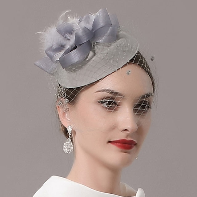 Fascinators Net Wedding Horse Race With Flower Feather Headpiece