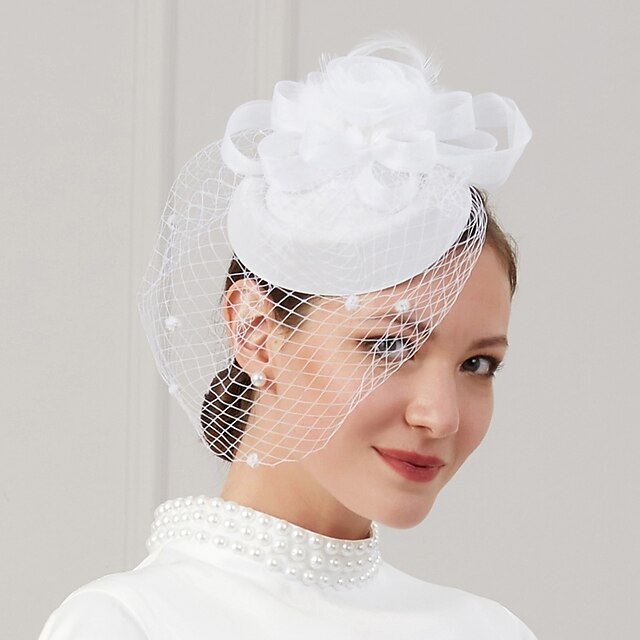 Fascinators Net Wedding Horse Race With Flower Feather Headpiece