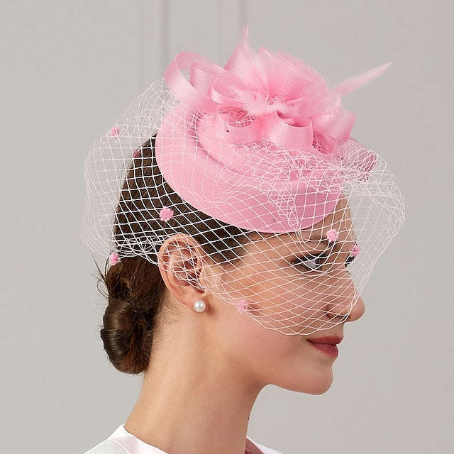 Fascinators Net Wedding Horse Race With Flower Feather Headpiece