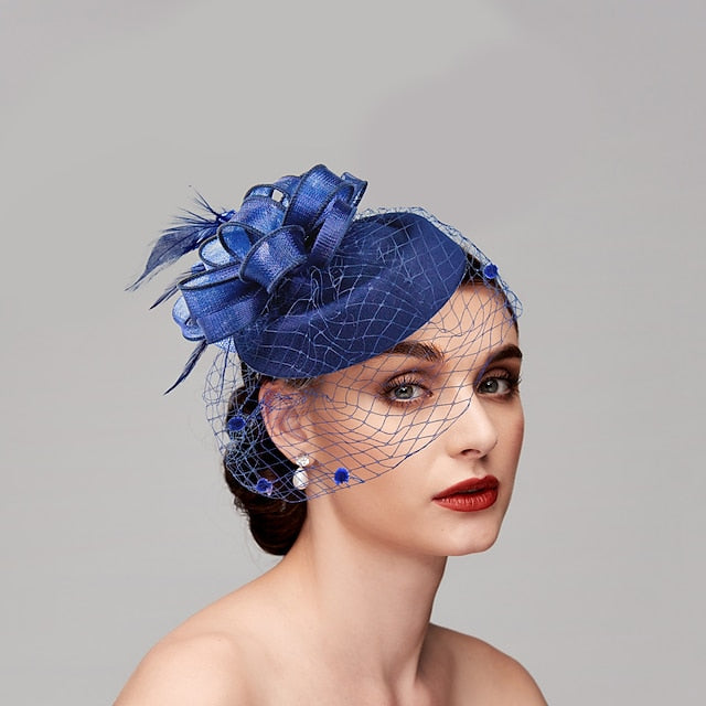 Fascinators Net Wedding Horse Race With Flower Feather Headpiece