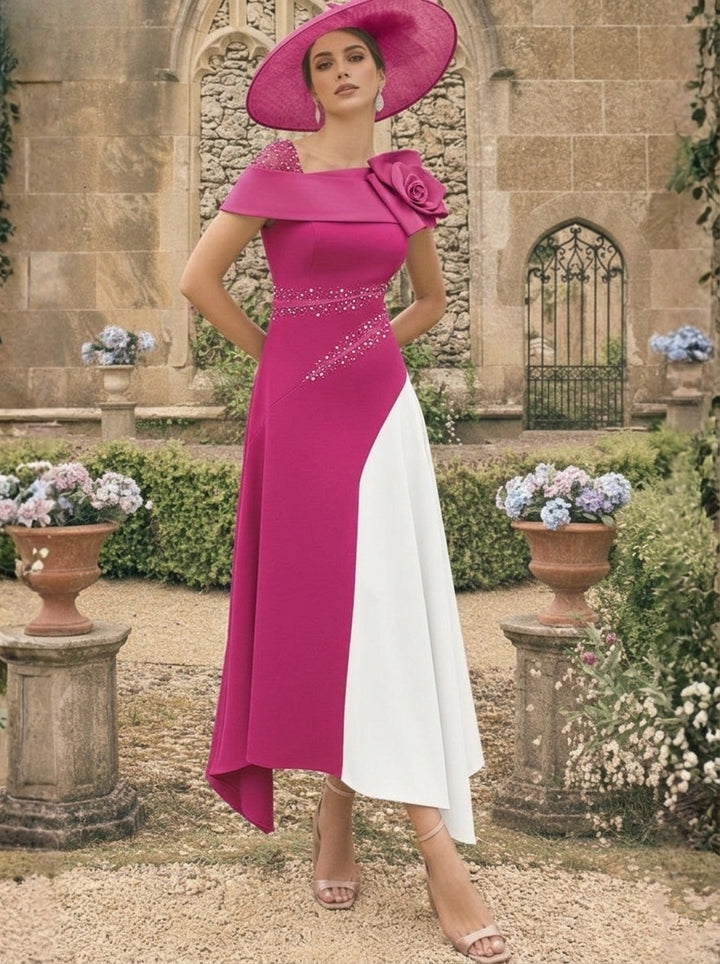 A-Line/Princess Ankle-Length Asymmetrical Mother of the Bride Dresses With 3D Flowers