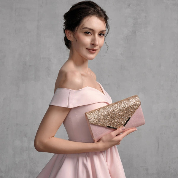 Glitter Envelope Metal Edge Clutch Bags