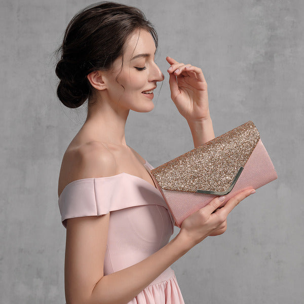 Glitter Envelope Metal Edge Clutch Bags